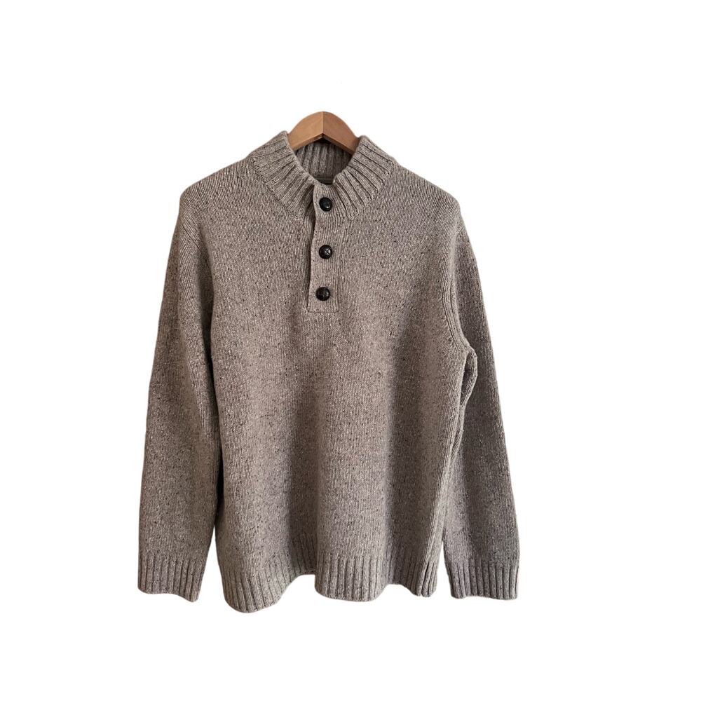 UNTUCKit Vangone Lambswool Blend Mens Sweater Henley Pullover Tan Sz XL